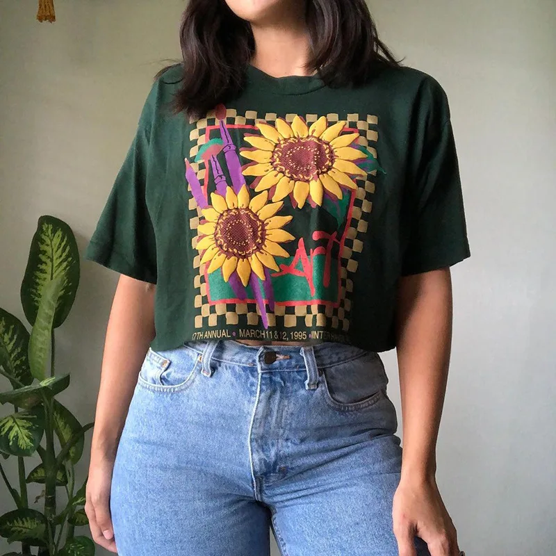 S-XL Sunflower Print T-Shirt Top Plus Size Women's Round Neck Short Sleeve Fashion Trend Casual All-Match T-Shirt Top 2021 New
S-XL Sunflower Print T-Shirt Top Plus Size Women's Round Neck Short Sleeve Fashion Trend Casual All-Match T-Shirt Top 2021 New