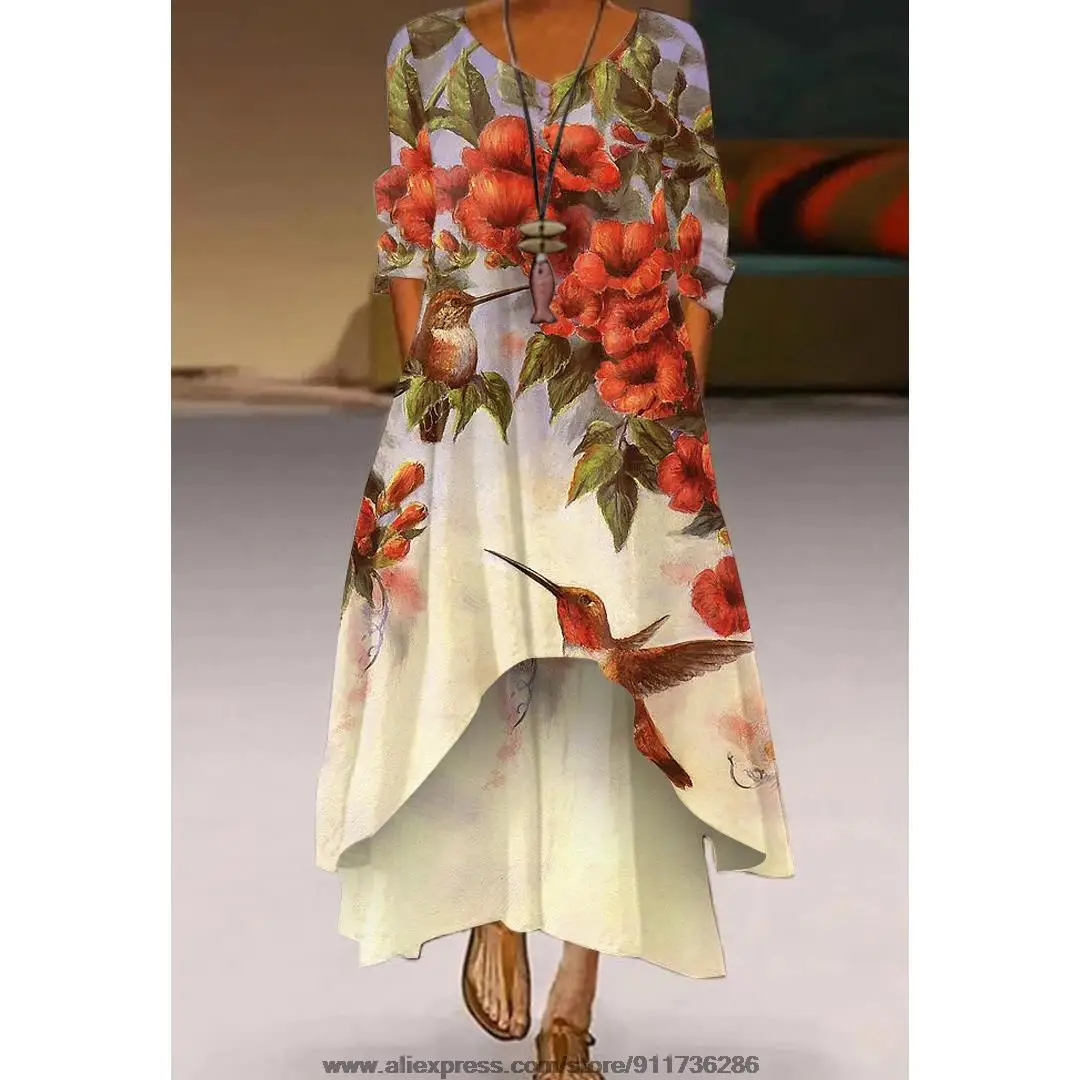 2022 Floral and Bird Print Long-sleeve Dress Jupe Longue Femme Floral Dress Robe Autumn Women's Clothes Leisure Fashion Street
2022 Floral and Bird Print Long-sleeve Dress Jupe Longue Femme Floral Dress Robe Autumn Women's Clothes Leisure Fashion Street