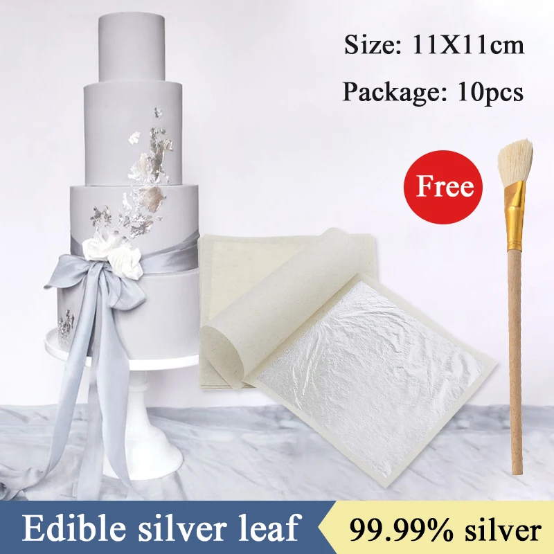 Edible Silver foil 99.99% Real Silver leaf 10pcs 11x11cm for Female Cosmetics Food Decoration Arts and Crafts Paper Edible Sheet
Edible Silver foil 99.99% Real Silver leaf 10pcs 11x11cm for Female Cosmetics Food Decoration Arts and Crafts Paper Edible Sheet
