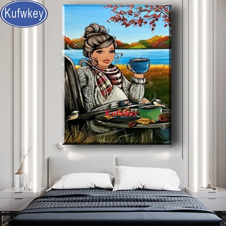 Kufwkey Diamond Painting full square round drill Fat Girl Have afternoon tea diamond mosaic diamond embroidery Cartoon Woman,
Kufwkey Diamond Painting full square round drill Fat Girl Have afternoon tea diamond mosaic diamond embroidery Cartoon Woman,