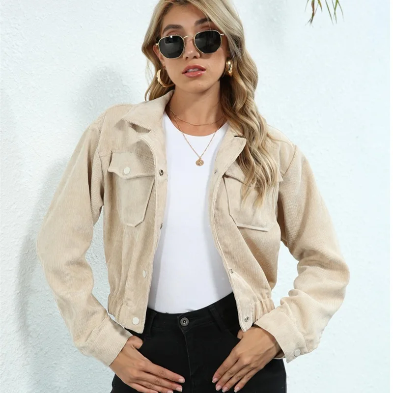 Women Casual Jacket Solid Color Short Coat,2021 New Fashion Long Sleeve Lapel Neck Button-up Cropped Tops for Spring,Autumn
Women Casual Jacket Solid Color Short Coat,2021 New Fashion Long Sleeve Lapel Neck Button-up Cropped Tops for Spring,Autumn