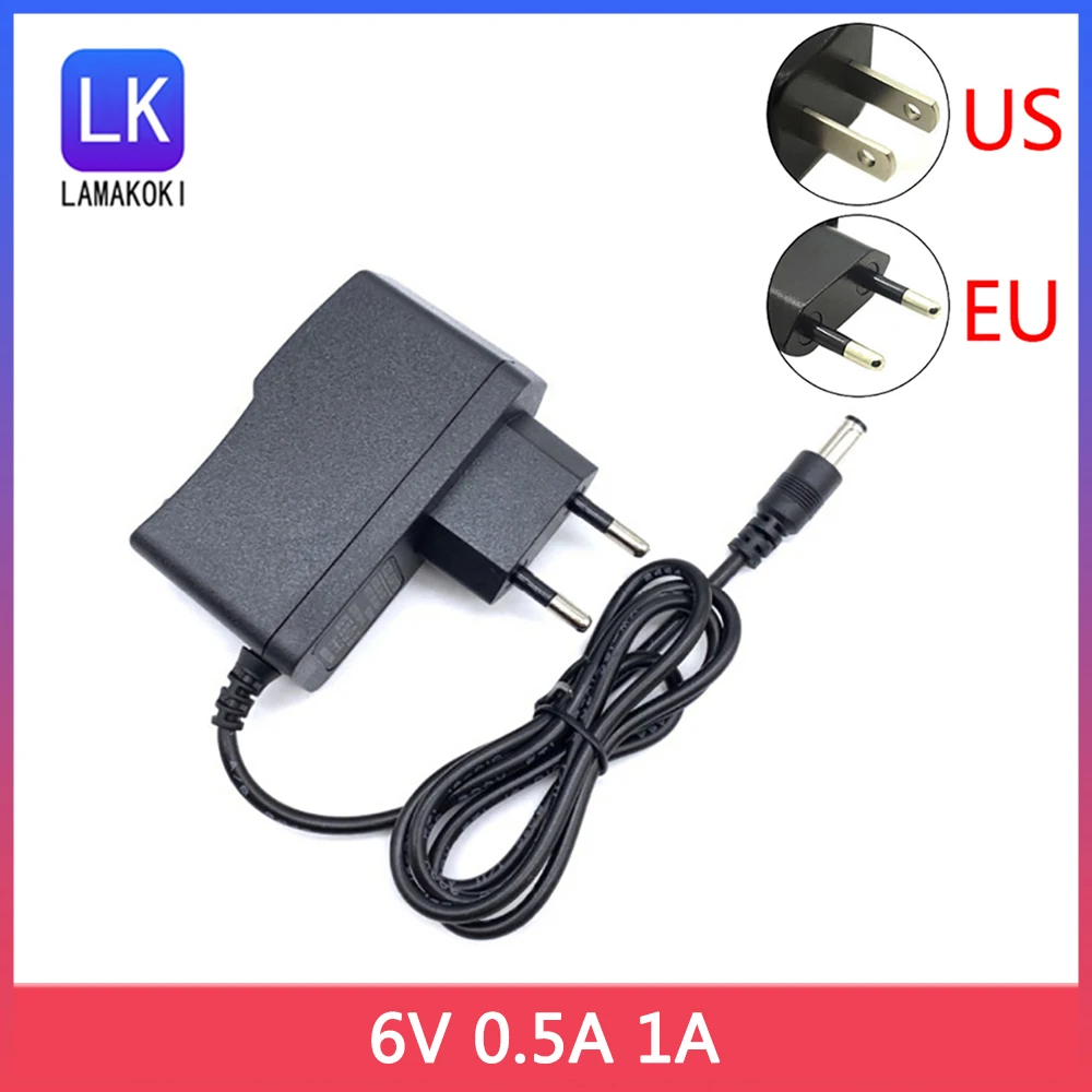 

6V 0.5A 500mA 1A 1000mA New AC 100V-240V Converter Adapter DC 6V 0.5A 500mA 1A 1000mA Power Supply EU US Plugs