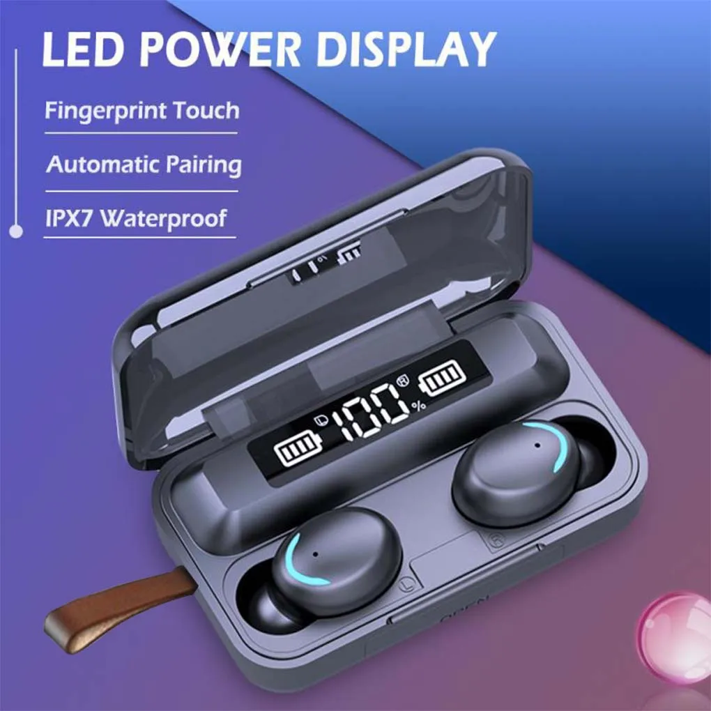TWS Bluetooth 5.0 Earphones 1200mAh Charging Box Wireless Headphone F9 Stereo Sports Waterproof Earbuds Headsets With Microphone
TWS Bluetooth 5.0 Earphones 1200mAh Charging Box Wireless Headphone F9 Stereo Sports Waterproof Earbuds Headsets With Microphone