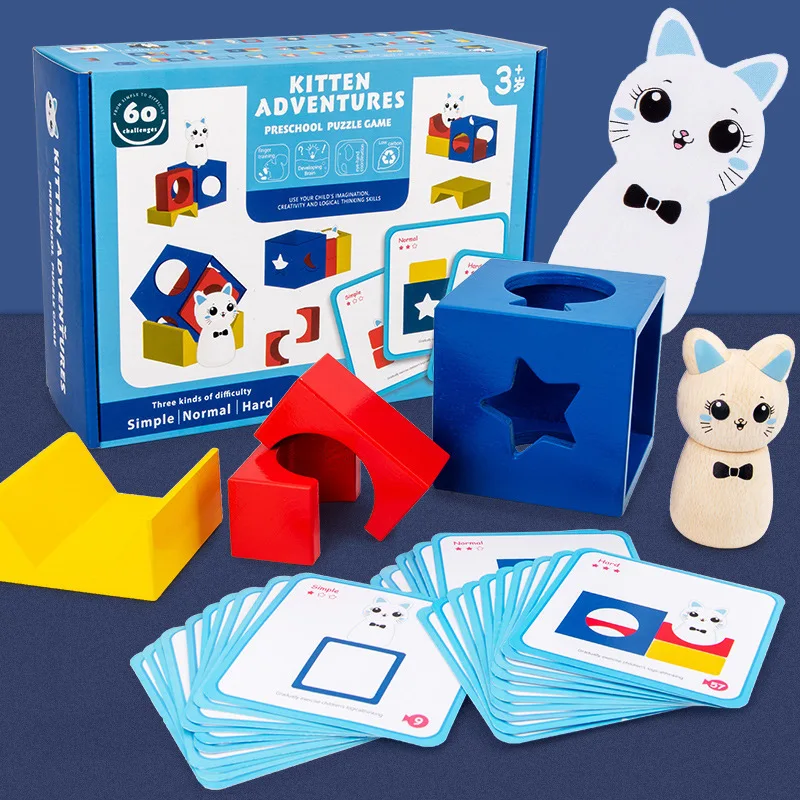 Kitten Adventures Preschool Puzzles Desktop Game 30 Question Cards Children Educational Montessori Wooden Interactive Toys Gift
Kitten Adventures Preschool Puzzles Desktop Game 30 Question Cards Children Educational Montessori Wooden Interactive Toys Gift