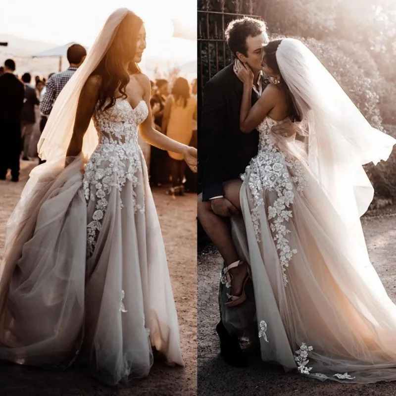 Bohemian 2020 Country Wedding Dresses Sweetheart Beaded Boho Lace Appliqued Bridal Gowns Backless Vintage Sweep Train Beach Wedd
Bohemian 2020 Country Wedding Dresses Sweetheart Beaded Boho Lace Appliqued Bridal Gowns Backless Vintage Sweep Train Beach Wedd