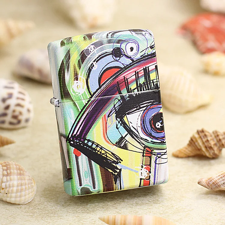 Оригинальная масляная Зажигалка Zippo медный глаз арт-дудлинг керосиновые