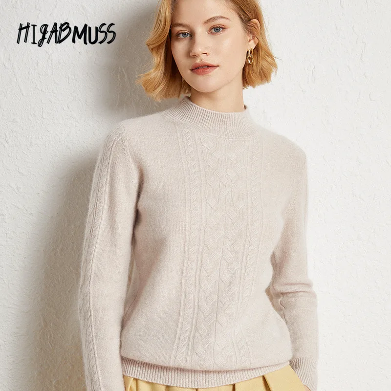 Women's 2021 New Cashmere Sweater Temperament Commuter Loose Casual Half High Neck Knitted Wool Sweater Slim Women Sweater
Women's 2021 New Cashmere Sweater Temperament Commuter Loose Casual Half High Neck Knitted Wool Sweater Slim Women Sweater