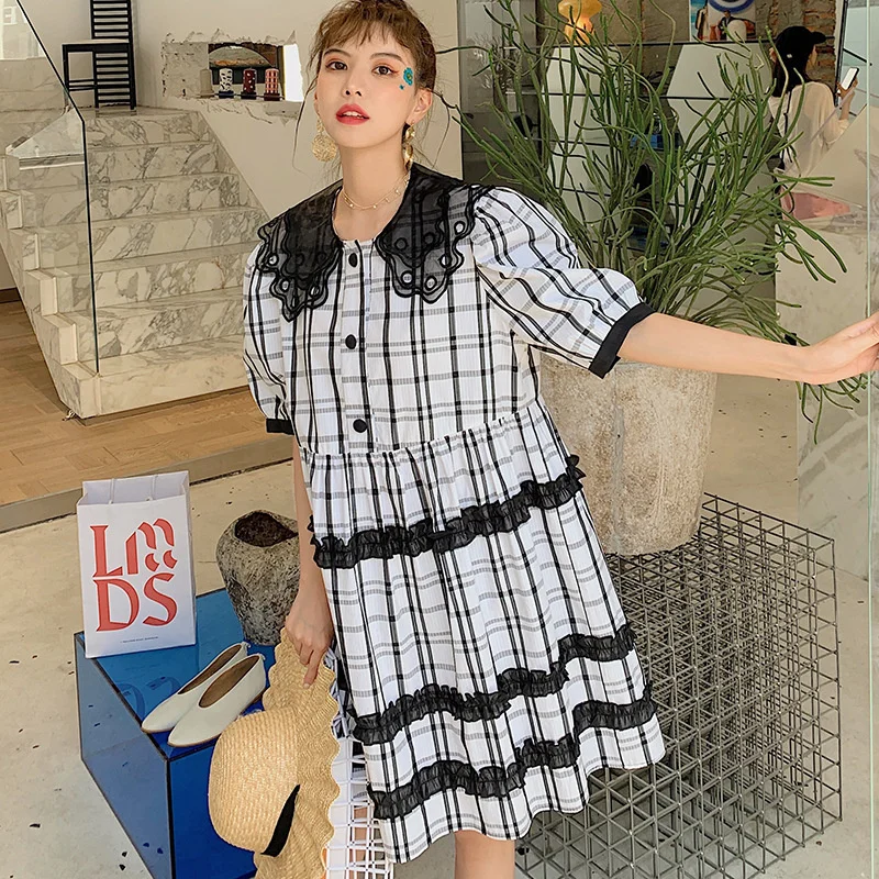New Fashion Loose Dress White Women Dress Cosplay Lolita Lovely Sweet Girl Large Doll Skirt Lace Plaid Skirt
New Fashion Loose Dress White Women Dress Cosplay Lolita Lovely Sweet Girl Large Doll Skirt Lace Plaid Skirt