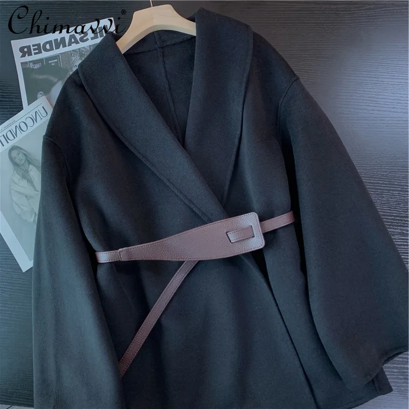 Women's Winter Sheepskin Coat Long Sleeve Casual Wool Coat with Belt Female Elegant Oversized Black Korean Fashion Overcoat
Women's Winter Sheepskin Coat Long Sleeve Casual Wool Coat with Belt Female Elegant Oversized Black Korean Fashion Overcoat