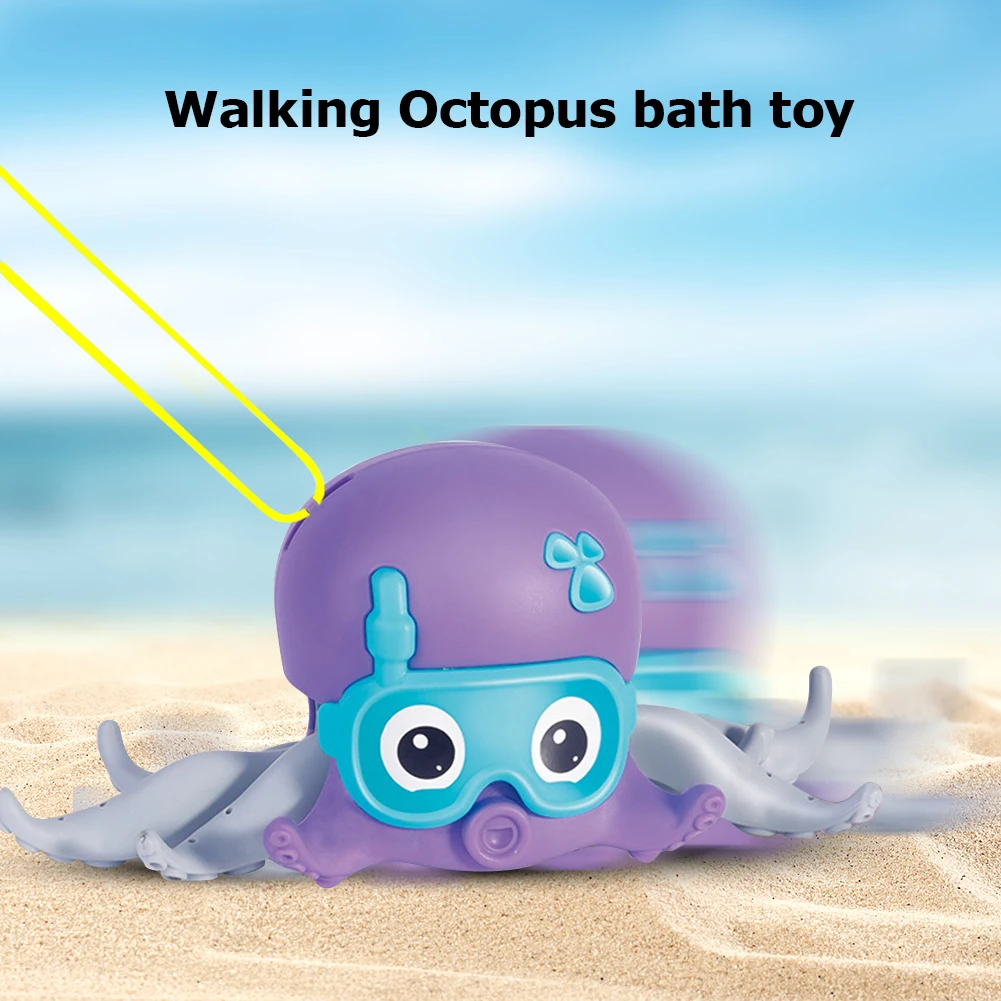 

Kids Octopus Clockwork Rope Pulled Crawl Land Water Toy Dragging Walking Toy with Wind-up Chain Clockwork Baby Bathing Gifts