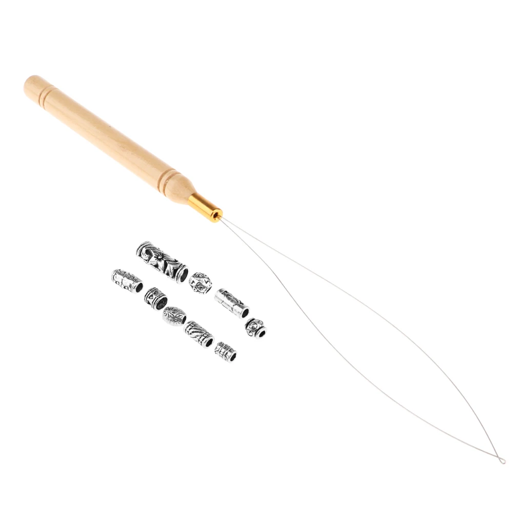 9pcs Micro Rings Beads + Wooden Handle Loop Needle Extension Hook Threader 
9pcs Micro Rings Beads + Wooden Handle Loop Needle Extension Hook Threader