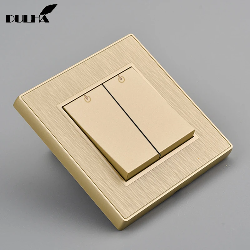Luxury Golden Light Wall Switch 2 Gang 2 Way 10A 110~250V 220V Electrical Push Button Satin PC Frame Panel Lamp Switches
Luxury Golden Light Wall Switch 2 Gang 2 Way 10A 110~250V 220V Electrical Push Button Satin PC Frame Panel Lamp Switches