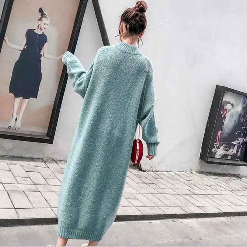 Women 2020 Autumn Winter Long Sweater Dress Female Full Sleeve Solid Color Casual Loose Straight Knitted Dresses Vestidos N220
Women 2020 Autumn Winter Long Sweater Dress Female Full Sleeve Solid Color Casual Loose Straight Knitted Dresses Vestidos N220