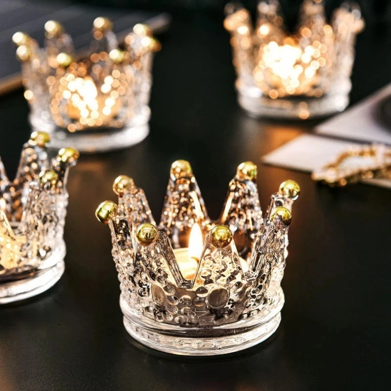 European Crystal Glass Crown Candle Holder Ring Jewelry Storage Romantic Dinner Candlestick Christmas Decoration New Year Gifts
European Crystal Glass Crown Candle Holder Ring Jewelry Storage Romantic Dinner Candlestick Christmas Decoration New Year Gifts