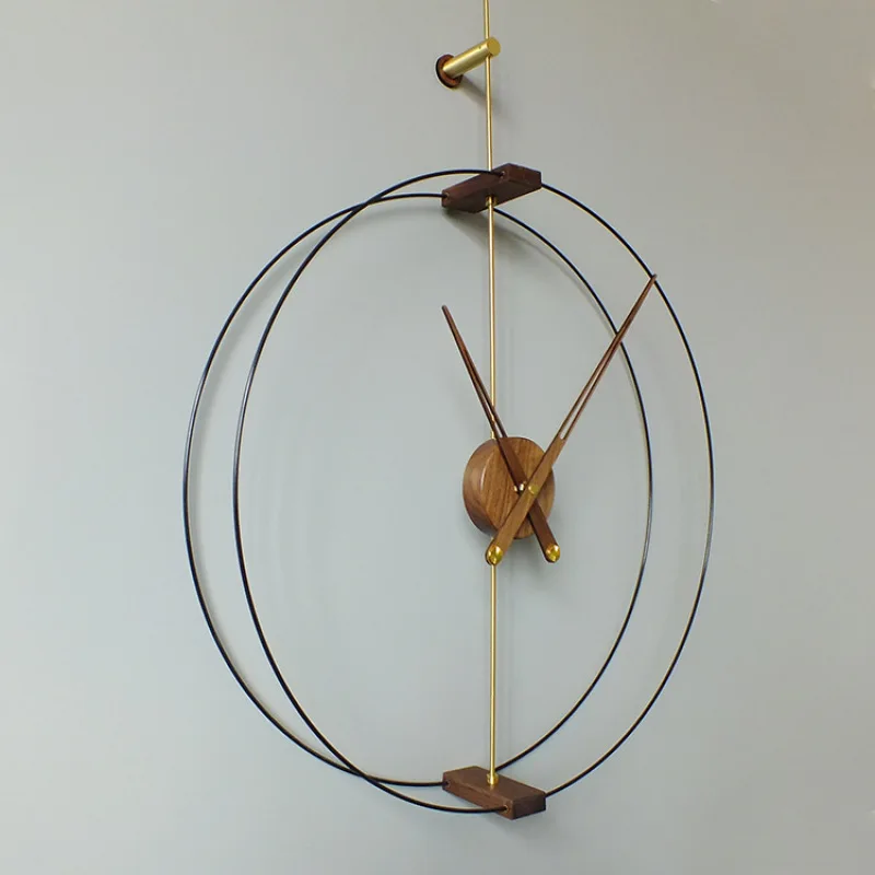 Nordic modern minimalist creativity Spain design wall clock hotel living room black walnut large pointer copper wall decoration
Nordic modern minimalist creativity Spain design wall clock hotel living room black walnut large pointer copper wall decoration