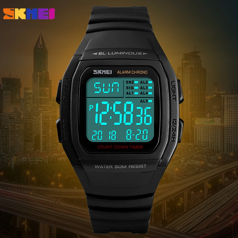 

SKMEI Digital Mens Watch Sports Chrono Analog LED Electronic Wristwatches Fashion Waterproof Alarm Male Clock Relogio Masculino