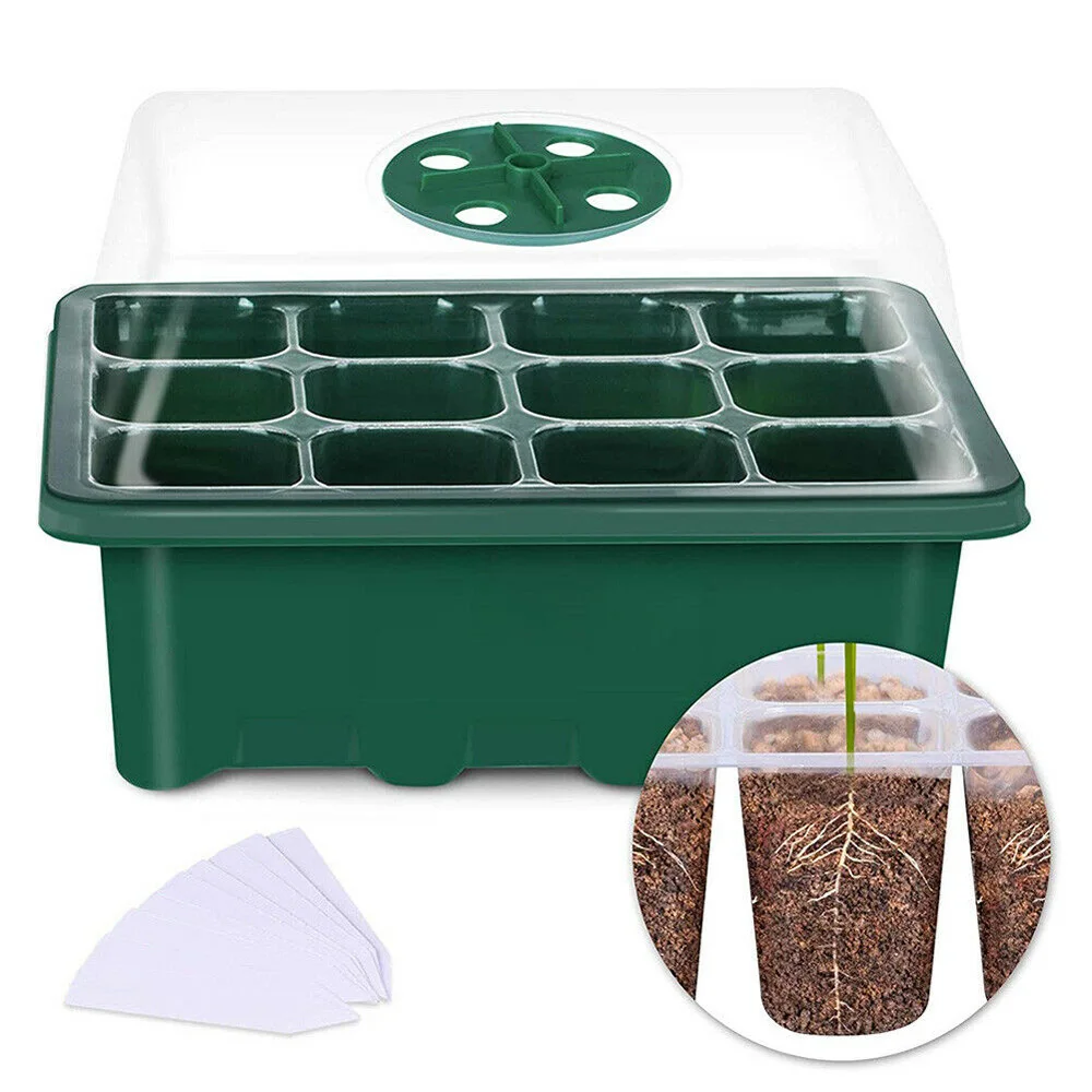 

12 Hole Nursery Pots Plant Seed Box Tray Insert Seedling Trays Plant Seeds Germination Growing Box With Base Case