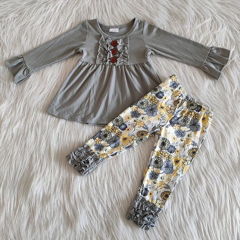 Оптовая продажа, модная эксклюзивная одежда, одежда для маленьких девочек, однотонный серый топ с длинным рукавом, штаны с цветочным принто...
Оптовая продажа, модная эксклюзивная одежда, одежда для маленьких девочек, однотонный серый топ с длинным рукавом, штаны с цветочным принто...