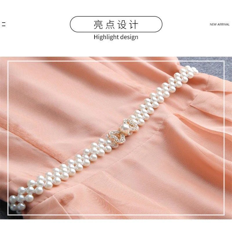 Elegant Mid-length Chiffon Short-sleeved Dress with Pearl Belt Showing Thin Ladies Temperament Gentle Wind Chiffon A-line Dress
Elegant Mid-length Chiffon Short-sleeved Dress with Pearl Belt Showing Thin Ladies Temperament Gentle Wind Chiffon A-line Dress