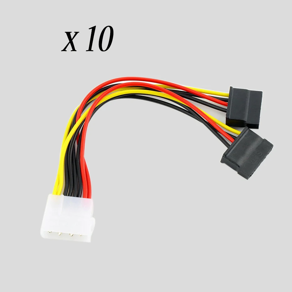Кабель-адаптер питания для жесткого диска ATA SATA 4 контакта IDE Molex-2 из 15 контактов 10