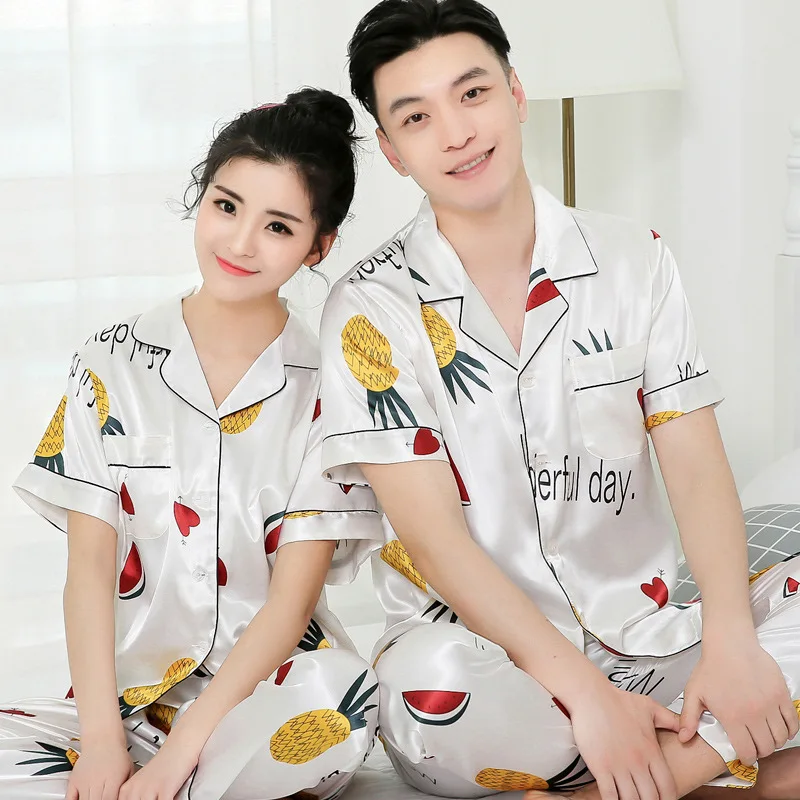 Popular Pineapple Couple's Pajamas Women's Short-Sleeved Student Suit Thin Ice Silk Men's and Women's Leisure Set sleepwear
Popular Pineapple Couple's Pajamas Women's Short-Sleeved Student Suit Thin Ice Silk Men's and Women's Leisure Set sleepwear