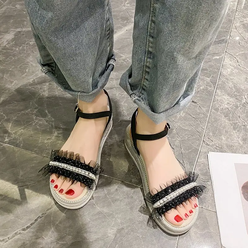 Fashion New Women's Sandals Sweet and Simple Mesh Upper Pearl Embellishment Casual All-match Elegant Women's Sandals 2021
Fashion New Women's Sandals Sweet and Simple Mesh Upper Pearl Embellishment Casual All-match Elegant Women's Sandals 2021