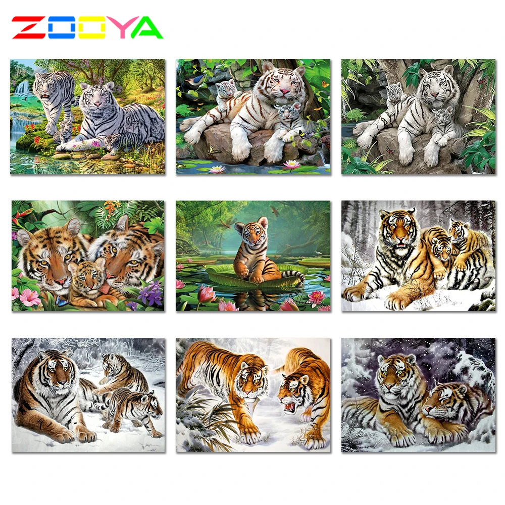 ZOOYA 5D DIY Алмазная картина с животным тигром Вышивка Полный Набор сделай сам