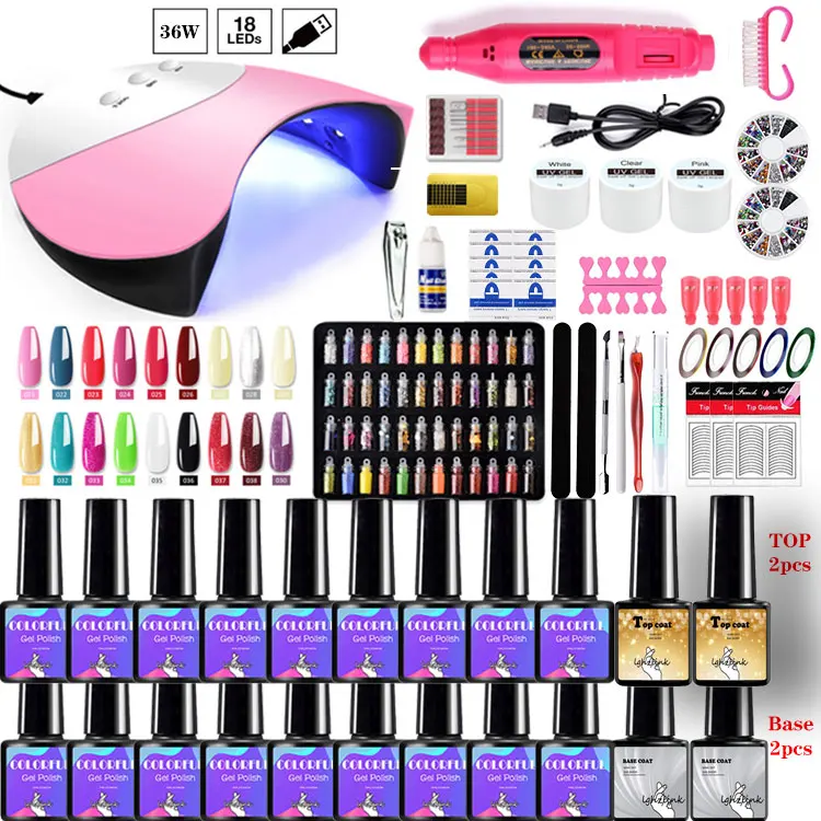 Nail Set UV LED Lamp Dryer With 18/12 PCS Nail Gel Polish Kit Soak Off Manicure Set electric Nail drill For Nail Tools Set
Nail Set UV LED Lamp Dryer With 18/12 PCS Nail Gel Polish Kit Soak Off Manicure Set electric Nail drill For Nail Tools Set