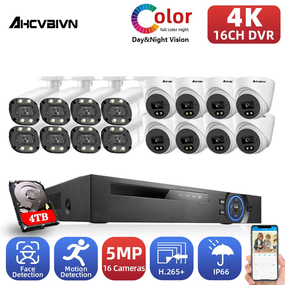 5MP 16PCS CCTV Camera Full Color Night Vision 16CH 4K DVR Security Camera System Set XMEYE Video Surveillance AHD System Kit 8CH
5MP 16PCS CCTV Camera Full Color Night Vision 16CH 4K DVR Security Camera System Set XMEYE Video Surveillance AHD System Kit 8CH