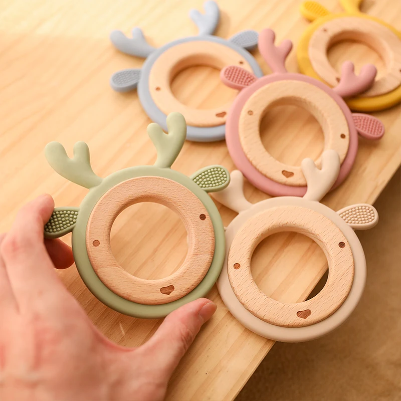 Baby Oral Care Products Animal Elk Teether Food Grade BPA-Free Wooden Rabbit Ring Teething Toys Food Grade DIY Pacifier Chain
Baby Oral Care Products Animal Elk Teether Food Grade BPA-Free Wooden Rabbit Ring Teething Toys Food Grade DIY Pacifier Chain
