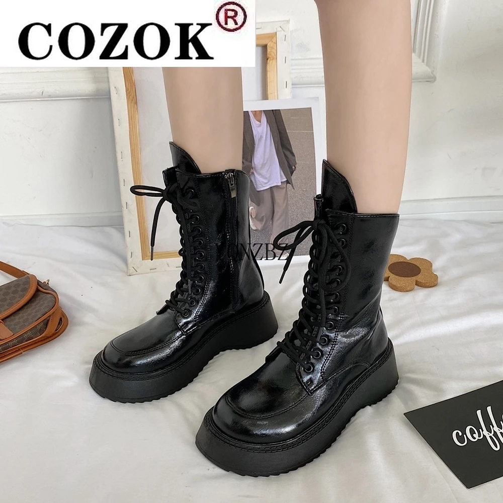 2022 New Chunky Ankle Boots Shoes Lace Up Soft PU Leather Motorcycle Boots Woman Autumn Winter Shoes Fashion Platform Botas
2022 New Chunky Ankle Boots Shoes Lace Up Soft PU Leather Motorcycle Boots Woman Autumn Winter Shoes Fashion Platform Botas