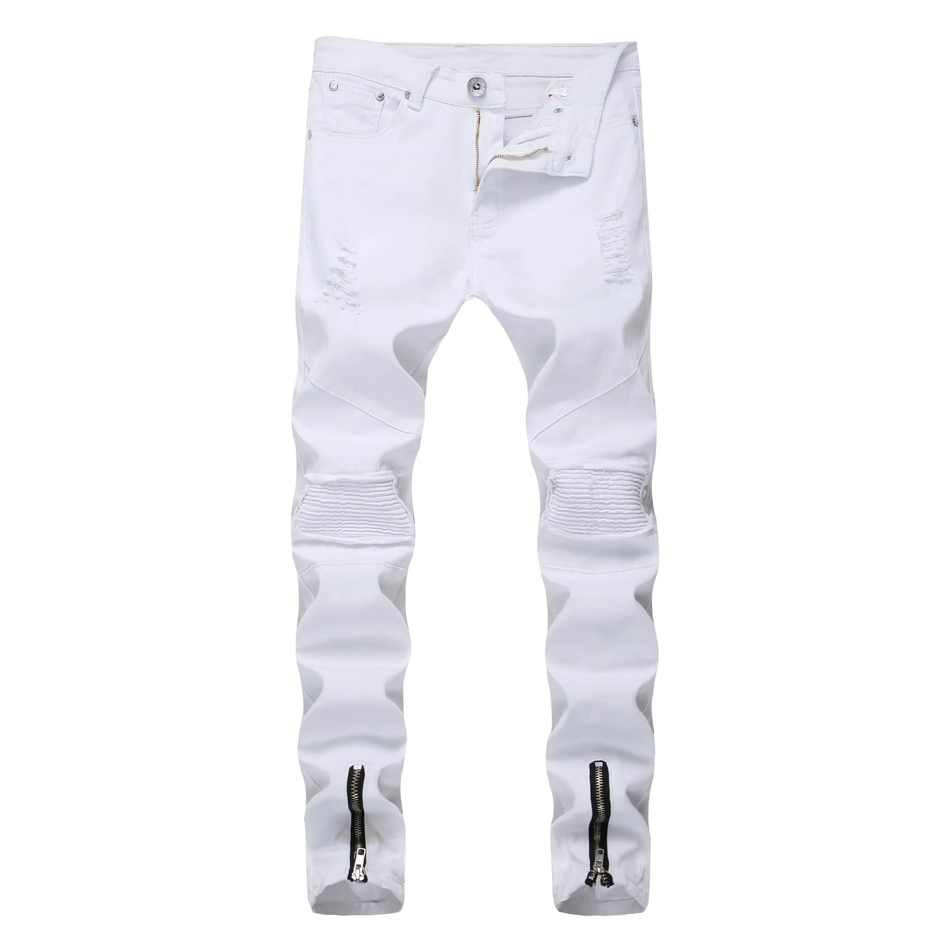 Men's Jeans White Feet Slim Hole Locomotive Mens Casual Skinny Jeans Men Pants Ripped Jeans
Men's Jeans White Feet Slim Hole Locomotive Mens Casual Skinny Jeans Men Pants Ripped Jeans