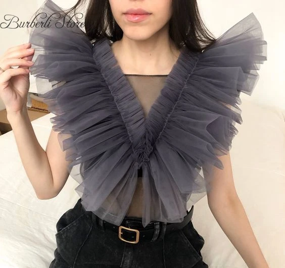 Trendy Gray Short Tulle Women Tops Ruffles Tiered Tutu Blouse Sexy V-neck Summer Women Blouse Custom Made
Trendy Gray Short Tulle Women Tops Ruffles Tiered Tutu Blouse Sexy V-neck Summer Women Blouse Custom Made