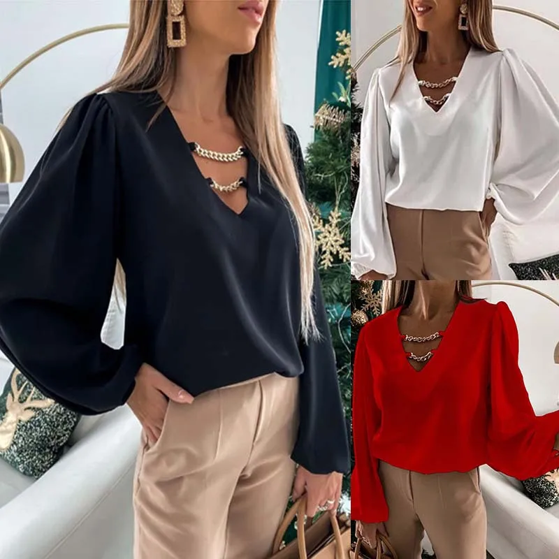 V-Neck Women Plus Size Blouse Chiffon Long Sleeve Shirt Spring Ol Shirts Female Solid Casual Feminina Camisas Blusas Streetwear
V-Neck Women Plus Size Blouse Chiffon Long Sleeve Shirt Spring Ol Shirts Female Solid Casual Feminina Camisas Blusas Streetwear