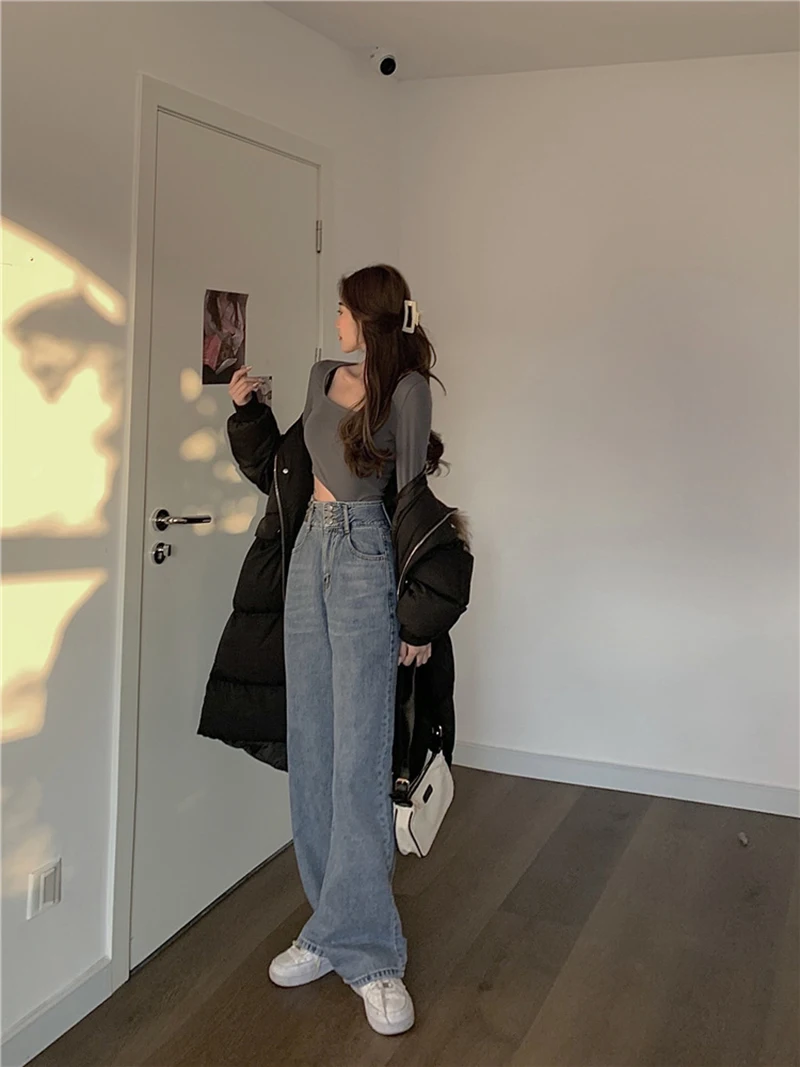High-waist retro drape mopping straight-leg jeans 2021 spring new women's Hong Kong-style loose pants
High-waist retro drape mopping straight-leg jeans 2021 spring new women's Hong Kong-style loose pants