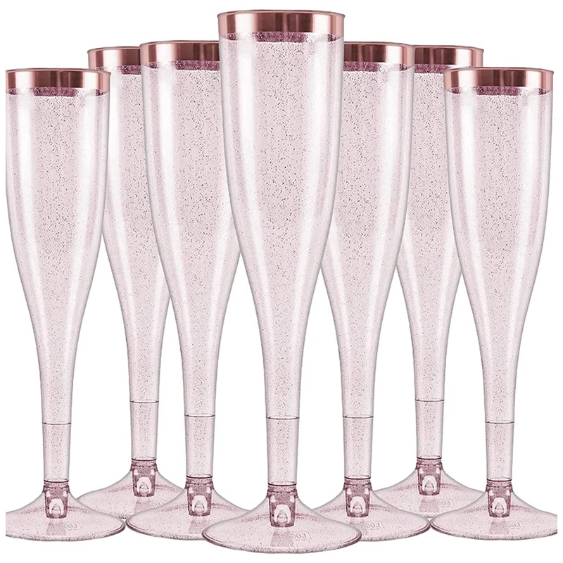 

48 Plastic Disposable Champagne Flutes Glass for Wedding, Toasting, Champagne Glasses for Parties or Any Occasions