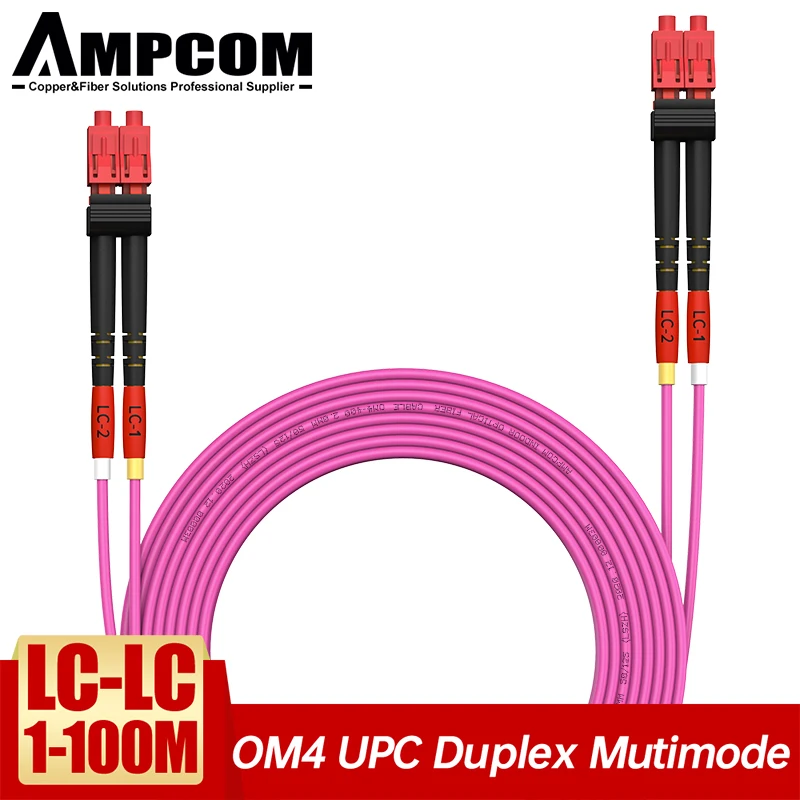 AMPCOM OM4 LC to LC UPC 50/125 Duplex Multimode LSZH 2.0mm Fiber Optic Patch Cable Fiber Optical Jumper Support Customization
AMPCOM OM4 LC to LC UPC 50/125 Duplex Multimode LSZH 2.0mm Fiber Optic Patch Cable Fiber Optical Jumper Support Customization