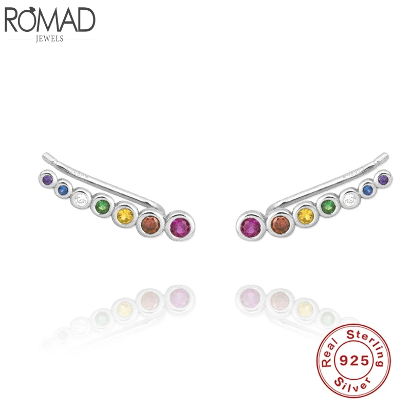 Romad 925 Sterling Silver Stud Earrings AAAAA Zircon Boho Colorful Rainbow Piercing Earrings For Women Fine Jewelry Aretes W4
Romad 925 Sterling Silver Stud Earrings AAAAA Zircon Boho Colorful Rainbow Piercing Earrings For Women Fine Jewelry Aretes W4