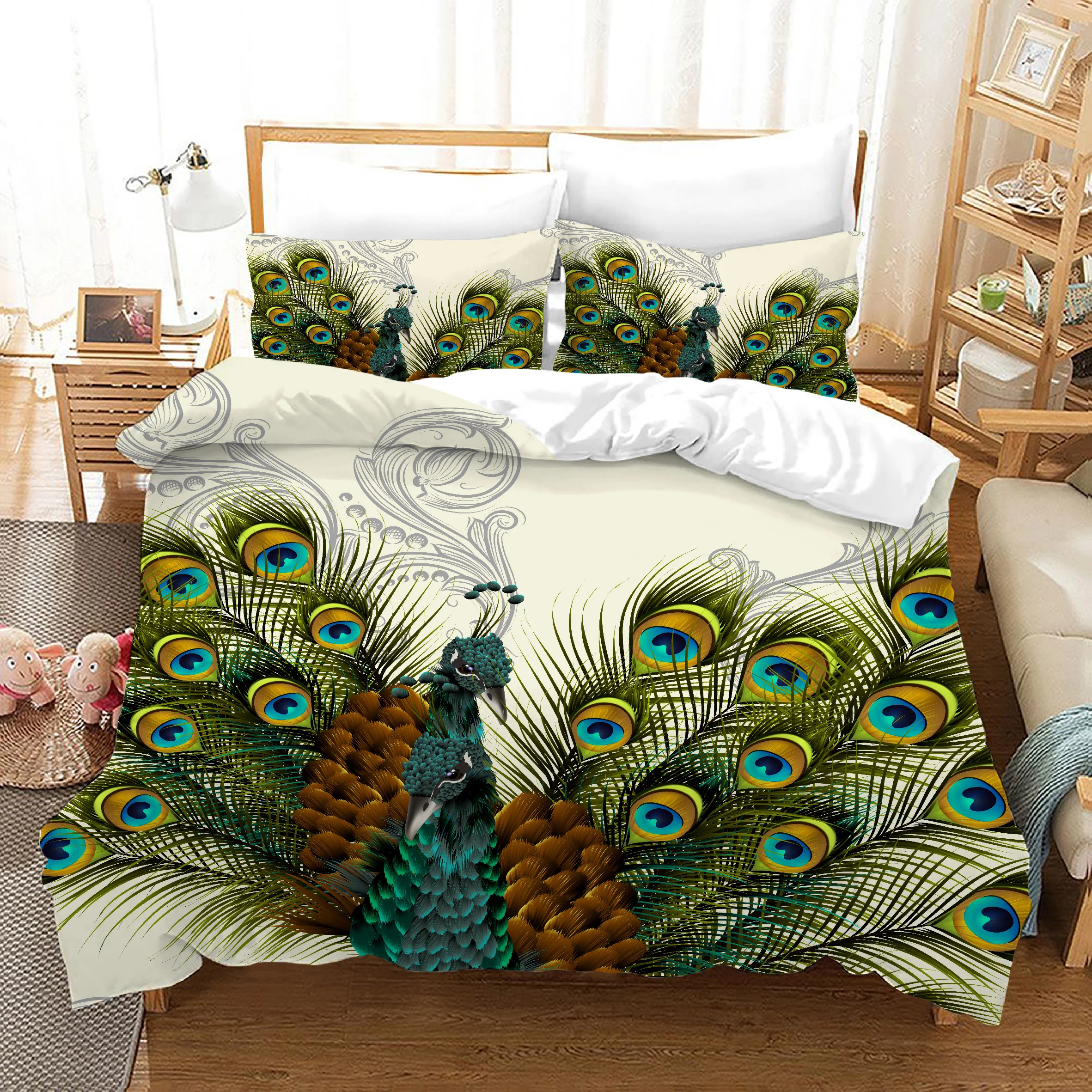 Peacock Feather Duvet Cover 3 Piece Aqua Blue Turquoise Bedding Set Cute Peacock Print Bedspread Cover for Kids Girls
Peacock Feather Duvet Cover 3 Piece Aqua Blue Turquoise Bedding Set Cute Peacock Print Bedspread Cover for Kids Girls