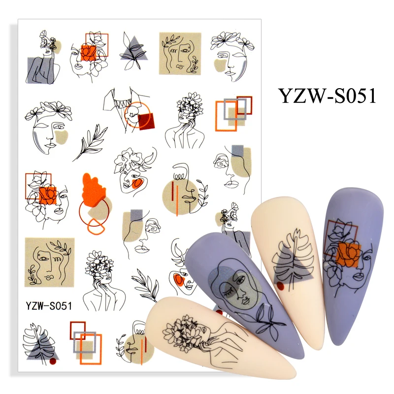 Self-adhesive 3D Stickers for Nails Woman Face Flowers Line Nail Art Decorations Autumn Fashion Sticker Women Girl Nail Foil 
Self-adhesive 3D Stickers for Nails Woman Face Flowers Line Nail Art Decorations Autumn Fashion Sticker Women Girl Nail Foil