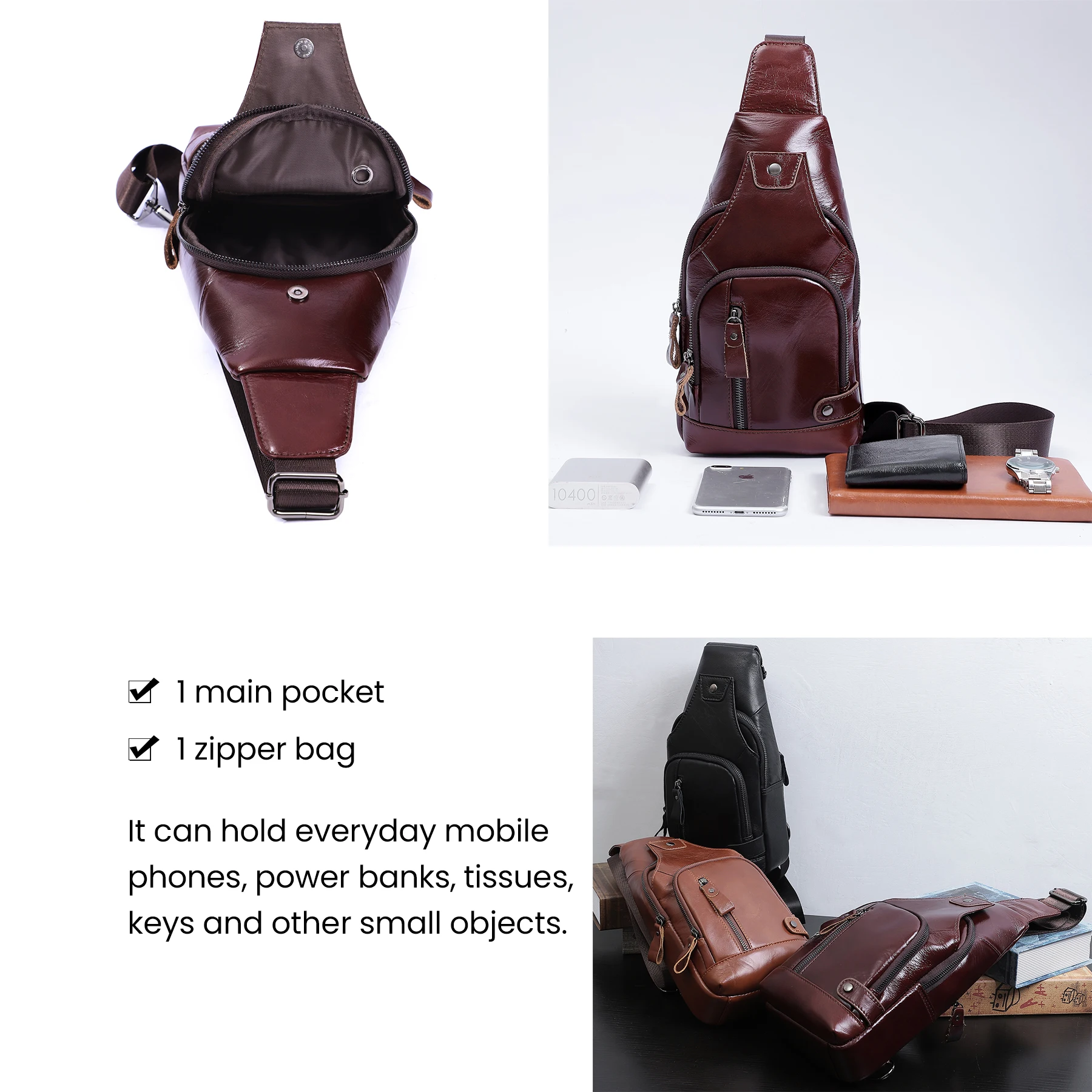 Shoulder Bag Genuine Leather Luxury Chest Bag Fashion Business Crossbody Sling Messenger Bags Travel Chest Pack New Vintage Mens 
Shoulder Bag Genuine Leather Luxury Chest Bag Fashion Business Crossbody Sling Messenger Bags Travel Chest Pack New Vintage Mens
