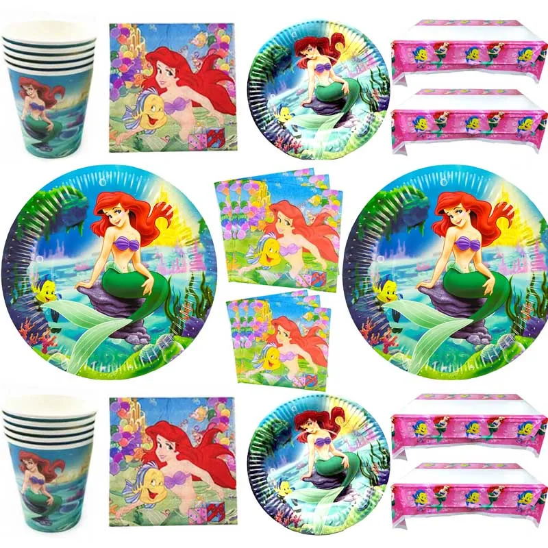 Happy Birthday Party Little Mermaid Theme Tablecloth Decorations Ariel Napkins Plates Cups Girls Favors Table Cover 61pcs/lot
Happy Birthday Party Little Mermaid Theme Tablecloth Decorations Ariel Napkins Plates Cups Girls Favors Table Cover 61pcs/lot