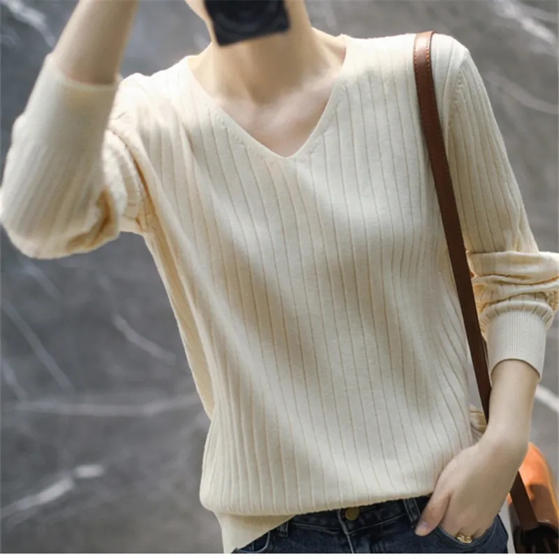 Cotton Pullover Sweater 2021 V-neck Female Crochet Sweaters Slim Long Sleeve Knitted Sweater for Woman Thin Jumper Free Shipping
Cotton Pullover Sweater 2021 V-neck Female Crochet Sweaters Slim Long Sleeve Knitted Sweater for Woman Thin Jumper Free Shipping
