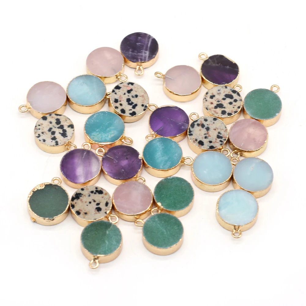 2pc Natural Stone Quartzs Pendants Round Fluorite Gold plated Amethysts for Trendy Jewelry Making Women Necklace Earrings Gifts
2pc Natural Stone Quartzs Pendants Round Fluorite Gold plated Amethysts for Trendy Jewelry Making Women Necklace Earrings Gifts