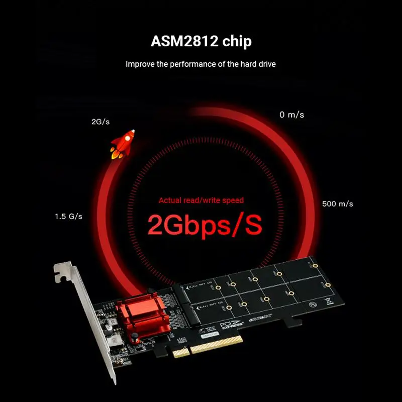 Dual NVMe PCIe Adapter M.2 SSD to PCI-e 3.1 X8 Expansion Card Support M.2 (M Key) NVMe SSD 22110/2280/2260/2242/2230
Dual NVMe PCIe Adapter M.2 SSD to PCI-e 3.1 X8 Expansion Card Support M.2 (M Key) NVMe SSD 22110/2280/2260/2242/2230