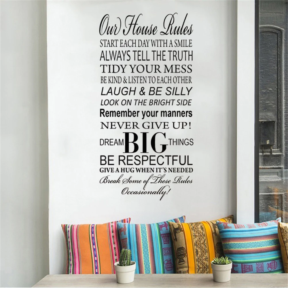 

Our Family House Rules Wall Sticker Quote Wall Decal Home Decor For Living room Bedroom Vinyl Art Mural Revocable DW21074