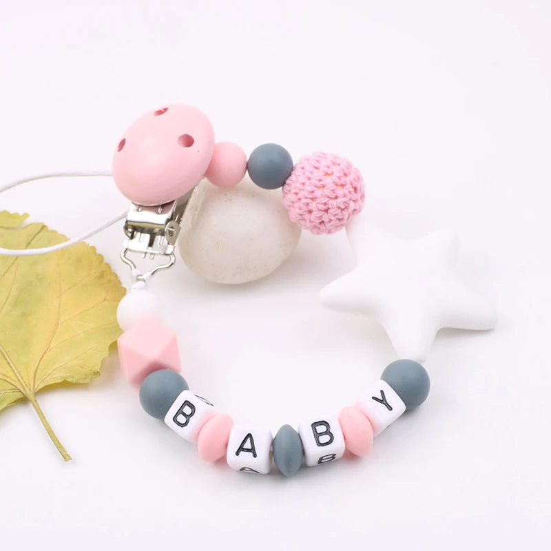 Silicone Personalised Name Baby Pacifier Clips Crochet Beads Silicone Crown Pacifier Chain Holder Baby Shower Gift
Silicone Personalised Name Baby Pacifier Clips Crochet Beads Silicone Crown Pacifier Chain Holder Baby Shower Gift
