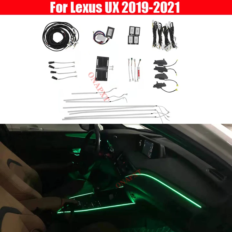 Автомобильные 64 цвета для Lexus UX 2019-2021 светодиодные полосы с кнопкой управления декоративная атмосферная лампа светящаяся полоса окружасвет...
Автомобильные 64 цвета для Lexus UX 2019-2021 светодиодные полосы с кнопкой управления декоративная атмосферная лампа светящаяся полоса окружасвет...