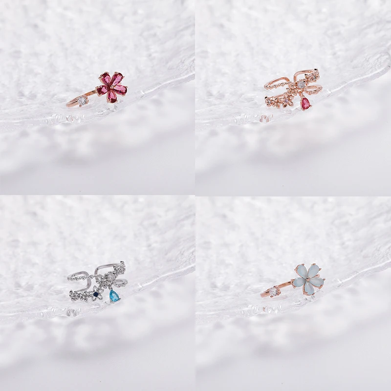 Korea New Crystal Flower Ring Romantic Sweet Double Layer Ring Fashion Micro-inlaid Crystal Zircon Rings Love Open Ring Jewelry 
Korea New Crystal Flower Ring Romantic Sweet Double Layer Ring Fashion Micro-inlaid Crystal Zircon Rings Love Open Ring Jewelry