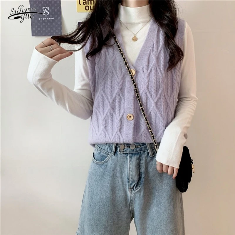 Autumn Spring Retro Sleeveless V-neck Cardigan Long Shirt Loose Clothes Outside Wearing Blusas 2021 New Knitted Vest Women 16051
Autumn Spring Retro Sleeveless V-neck Cardigan Long Shirt Loose Clothes Outside Wearing Blusas 2021 New Knitted Vest Women 16051